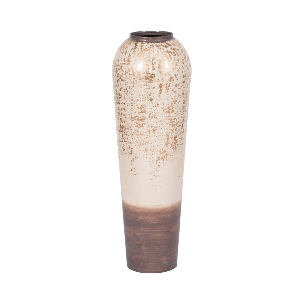 Apex Opulence Floor Vase | Tapered Shape | Multi-Ivory | Gray Iron 32"