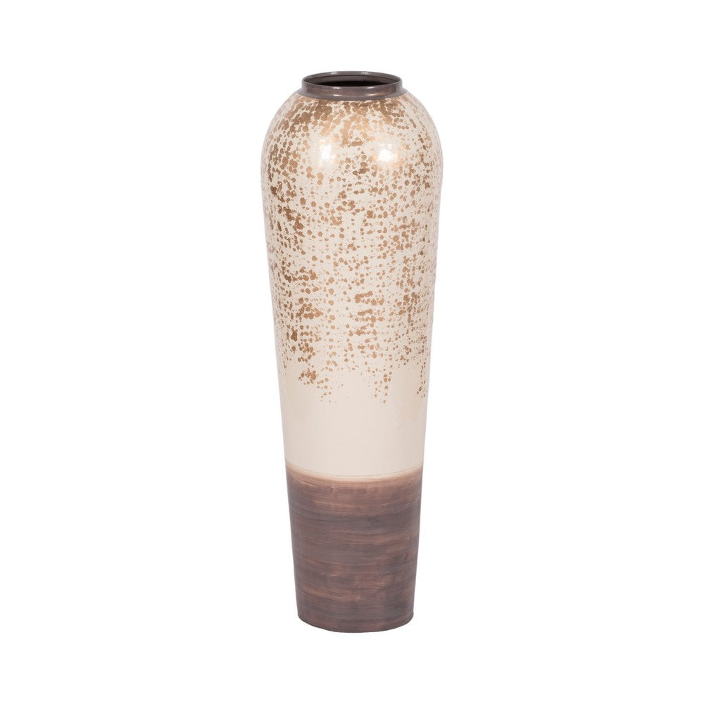 Apex Opulence Floor Vase | Tapered Shape | Multi-Ivory | Gray Iron 32"