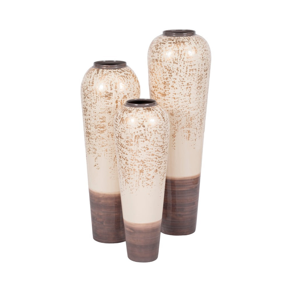 Apex Opulence Floor Vase | Tapered Shape | Multi-Ivory | Gray Iron 32"
