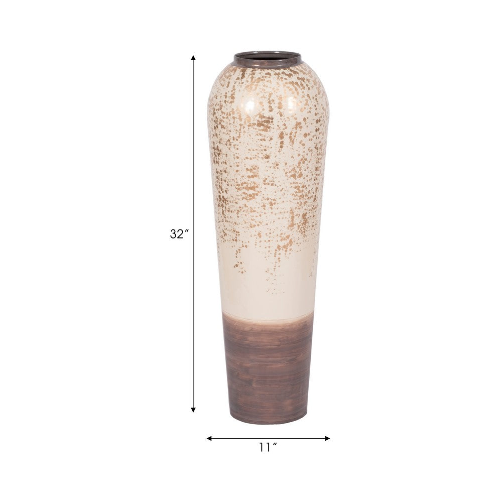Apex Opulence Floor Vase | Tapered Shape | Multi-Ivory | Gray Iron 32"