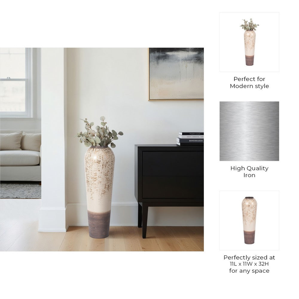 Apex Opulence Floor Vase | Tapered Shape | Multi-Ivory | Gray Iron 32"