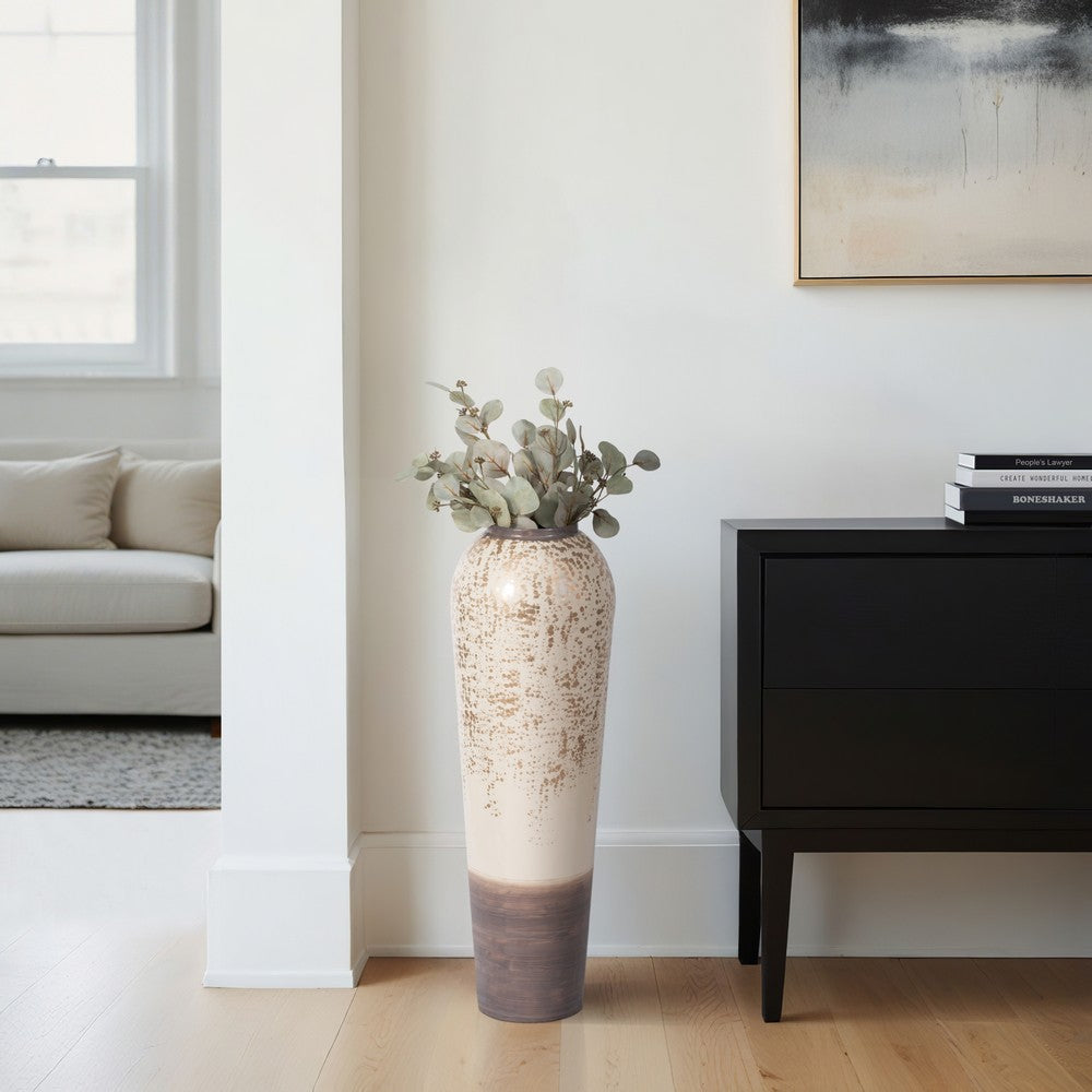 Apex Opulence Floor Vase | Tapered Shape | Multi-Ivory | Gray Iron 32"
