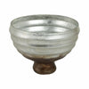 Ribbed Pedestal Decor Bowl | Silvertone & Brown Metallic Ombre Finish | 9" Glass