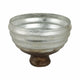 Ribbed Pedestal Decor Bowl | Silvertone & Brown Metallic Ombre Finish | 9" Glass