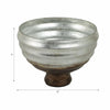 Ribbed Pedestal Decor Bowl | Silvertone & Brown Metallic Ombre Finish | 9" Glass