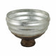 Ribbed Pedestal Decor Bowl | Silvertone & Brown Metallic Ombre Finish | 9" Glass