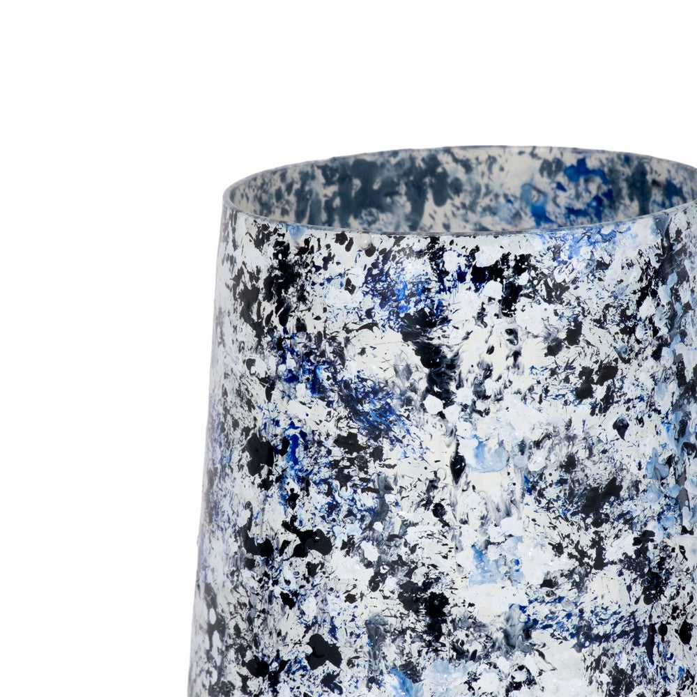 Shawz Decorative Vase | Tapered Bottom Glass | White-Blue Arctic 16"