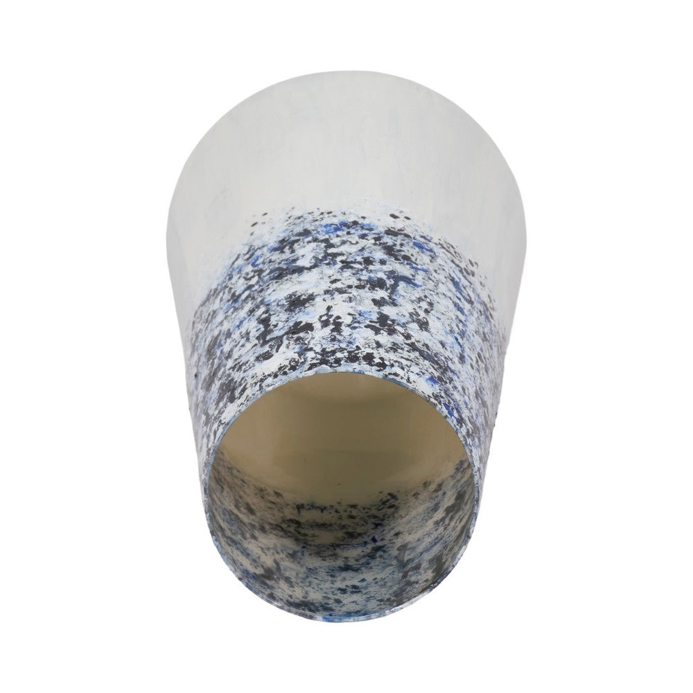 Shawz Decorative Vase | Tapered Bottom Glass | White-Blue Arctic 16"