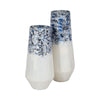 Shawz Decorative Vase | Tapered Bottom Glass | White-Blue Arctic 16"