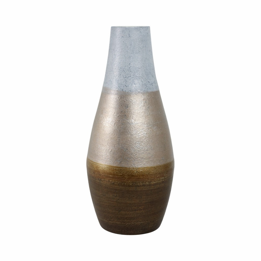 Decorative Flower Vase | 21" Ombre Gold White Metallic Glass Finish