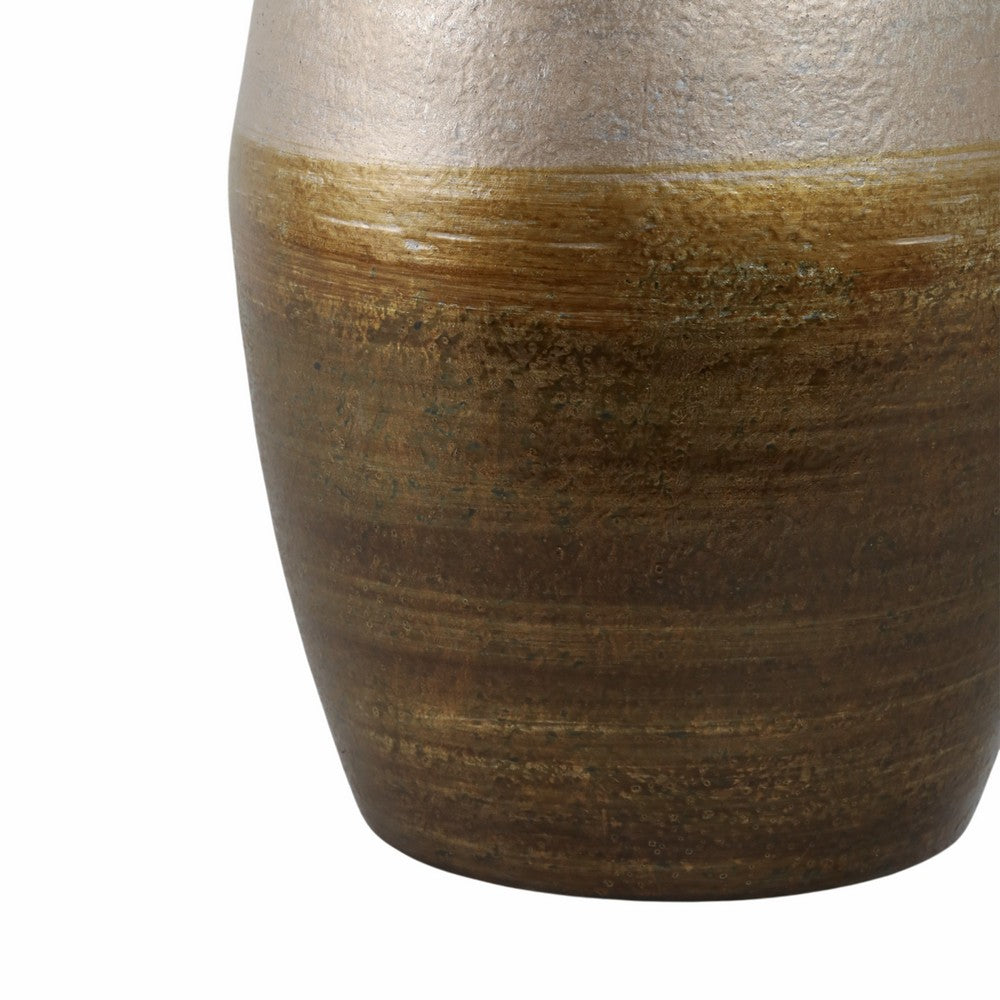 Decorative Flower Vase | 21" Ombre Gold White Metallic Glass Finish