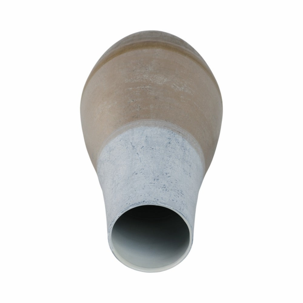 Decorative Flower Vase | 21" Ombre Gold White Metallic Glass Finish