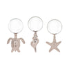 Decorative Magnifying Glass Set of 3 | Coastal Icon Handles | Silver Metal