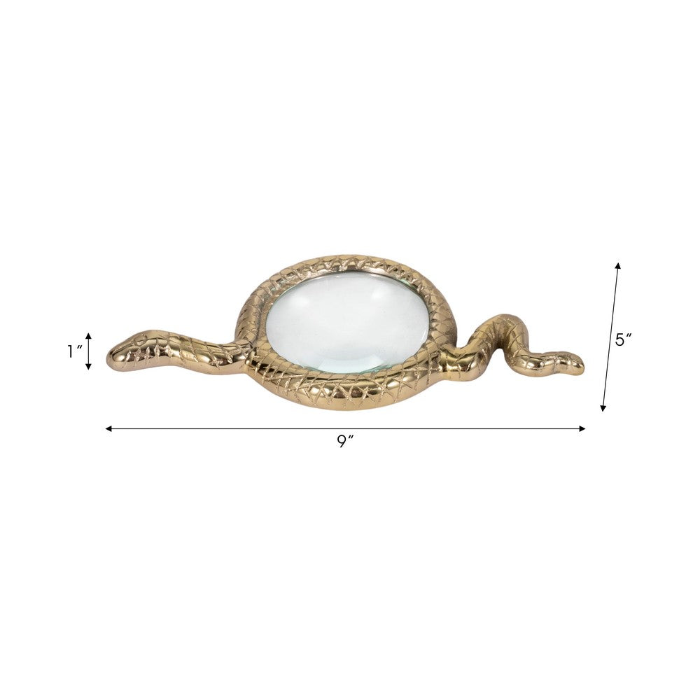 Snake Decorative Magnifying Glass | 9" Gold Aluminum & Glass