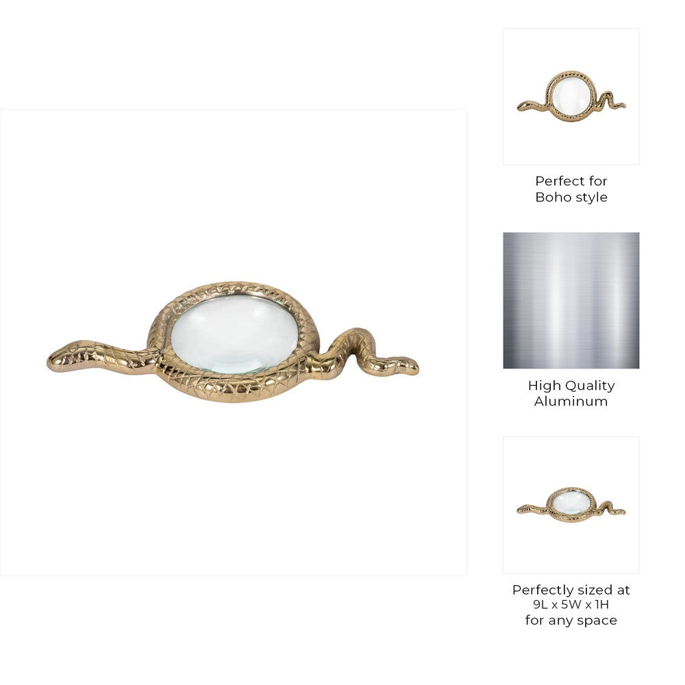 Snake Decorative Magnifying Glass | 9" Gold Aluminum & Glass