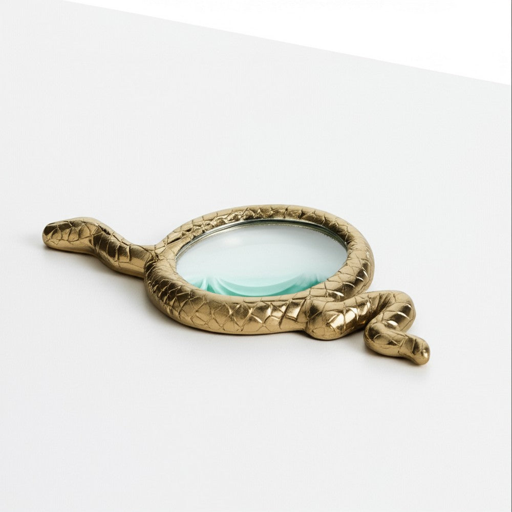 Snake Decorative Magnifying Glass | 9" Gold Aluminum & Glass
