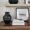 Traditional Flower Vase | Classic Textured Bands | 12" Black Terracotta