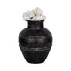 Traditional Flower Vase | Classic Textured Bands | 12" Black Terracotta
