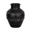 Traditional Flower Vase | Classic Textured Bands | 12" Black Terracotta