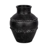 Traditional Flower Vase | Classic Textured Bands | 12" Black Terracotta