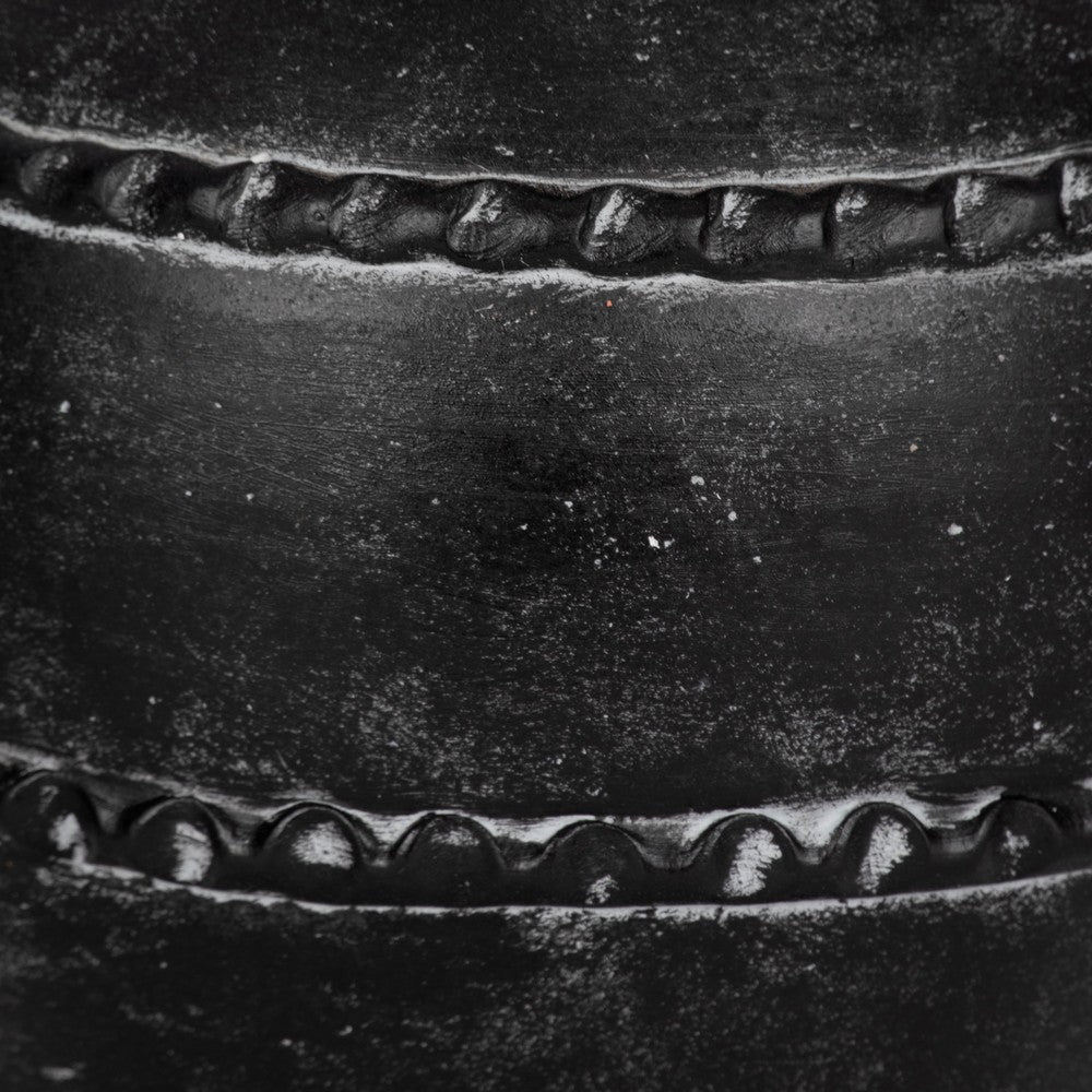 Traditional Flower Vase | Classic Textured Bands | 12" Black Terracotta