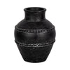 Traditional Flower Vase | Classic Textured Bands | 12" Black Terracotta