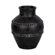 Traditional Flower Vase | Classic Textured Bands | 12" Black Terracotta