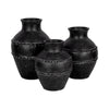 Traditional Flower Vase | Classic Textured Bands | 12" Black Terracotta