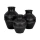 Traditional Flower Vase | Classic Textured Bands | 12" Black Terracotta
