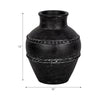 Traditional Flower Vase | Classic Textured Bands | 12" Black Terracotta