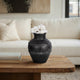 Traditional Flower Vase | Classic Textured Bands | 12" Black Terracotta
