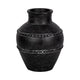Traditional Flower Vase | Classic Textured Bands | 12" Black Terracotta