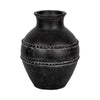 Round Decorative Vase | 14" Embossed Braided Band Accent | Black