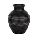 Round Decorative Vase | 14" Embossed Braided Band Accent | Black