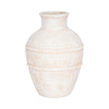 Traditional Flower Vase | 16" Textured Ivory Terracotta w Raised Band