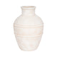 Traditional Flower Vase | 16" Textured Ivory Terracotta w Raised Band