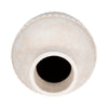 Traditional Flower Vase | 16" Textured Ivory Terracotta w Raised Band