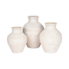 Traditional Flower Vase | 16" Textured Ivory Terracotta w Raised Band