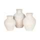 Traditional Flower Vase | 16" Textured Ivory Terracotta w Raised Band