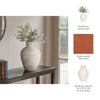 Traditional Flower Vase | 16" Textured Ivory Terracotta w Raised Band