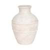 Traditional Flower Vase | 16" Textured Ivory Terracotta w Raised Band