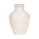 Traditional Flower Vase | 16" Textured Ivory Terracotta w Raised Band