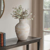 Traditional Flower Vase | 16" Textured Ivory Terracotta w Raised Band