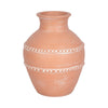 Decorative Vase | Red Terracotta with White Embossed Bands | 14"