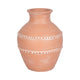 Decorative Vase | Red Terracotta with White Embossed Bands | 14"