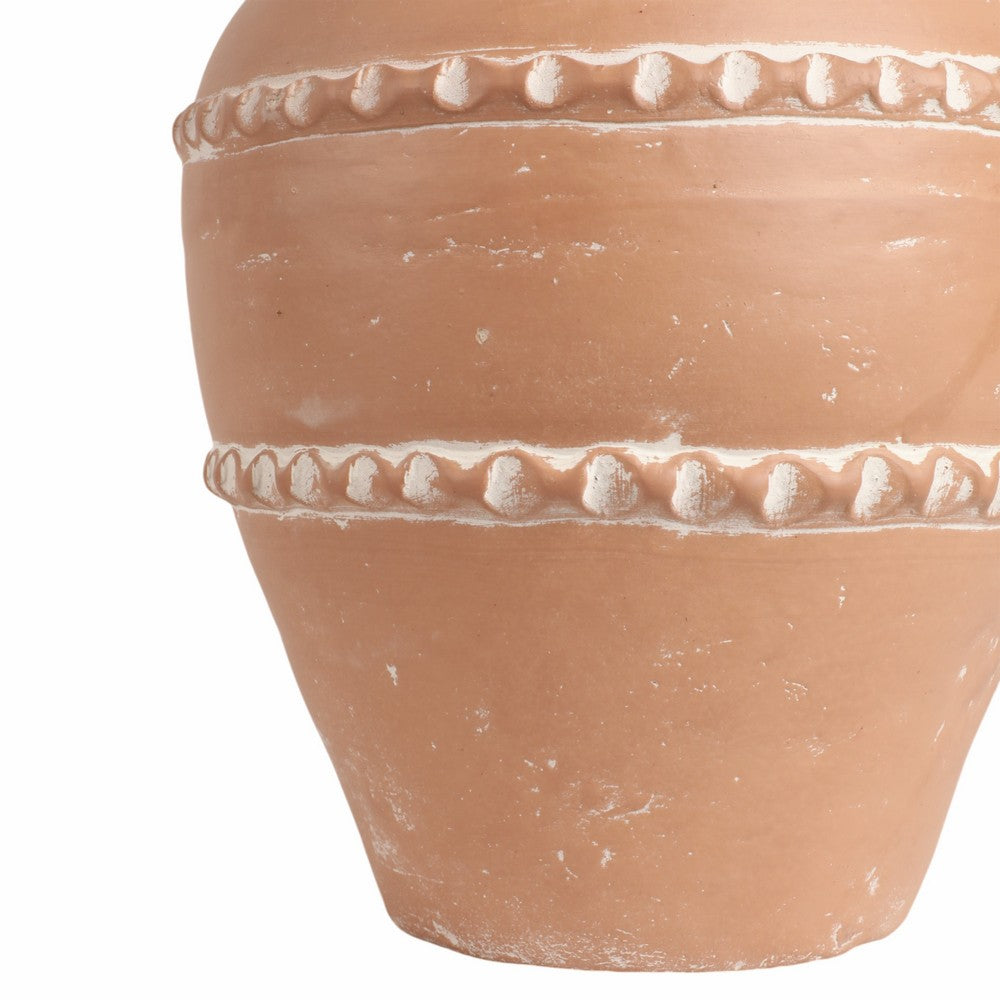 Wreno Traditional Decorative Vase | Round Body | Red Terracotta 17"