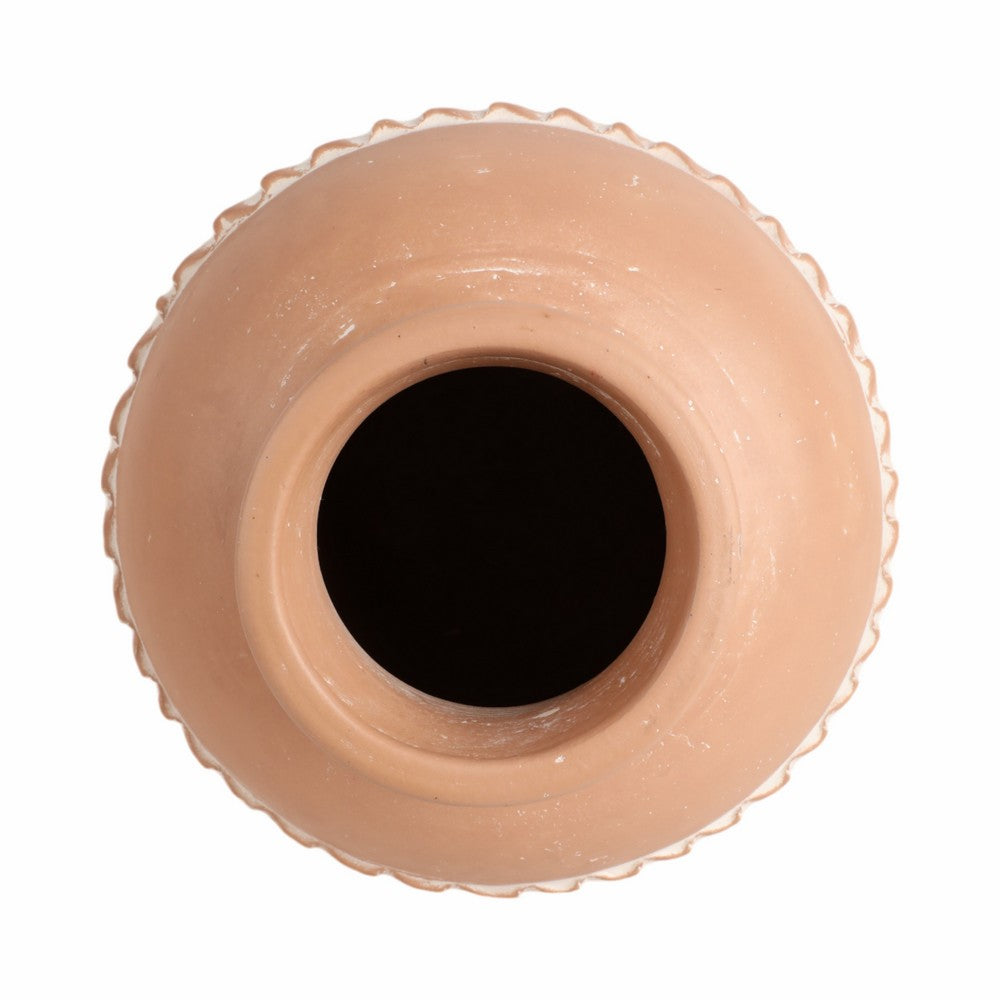 Wreno Traditional Decorative Vase | Round Body | Red Terracotta 17"
