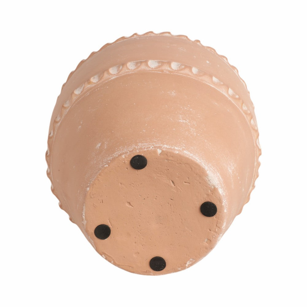 Wreno Traditional Decorative Vase | Round Body | Red Terracotta 17"