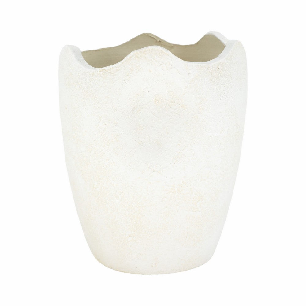 Rhys Decorative Vase | Abstract Textured Design | Ivory Terracotta 12"
