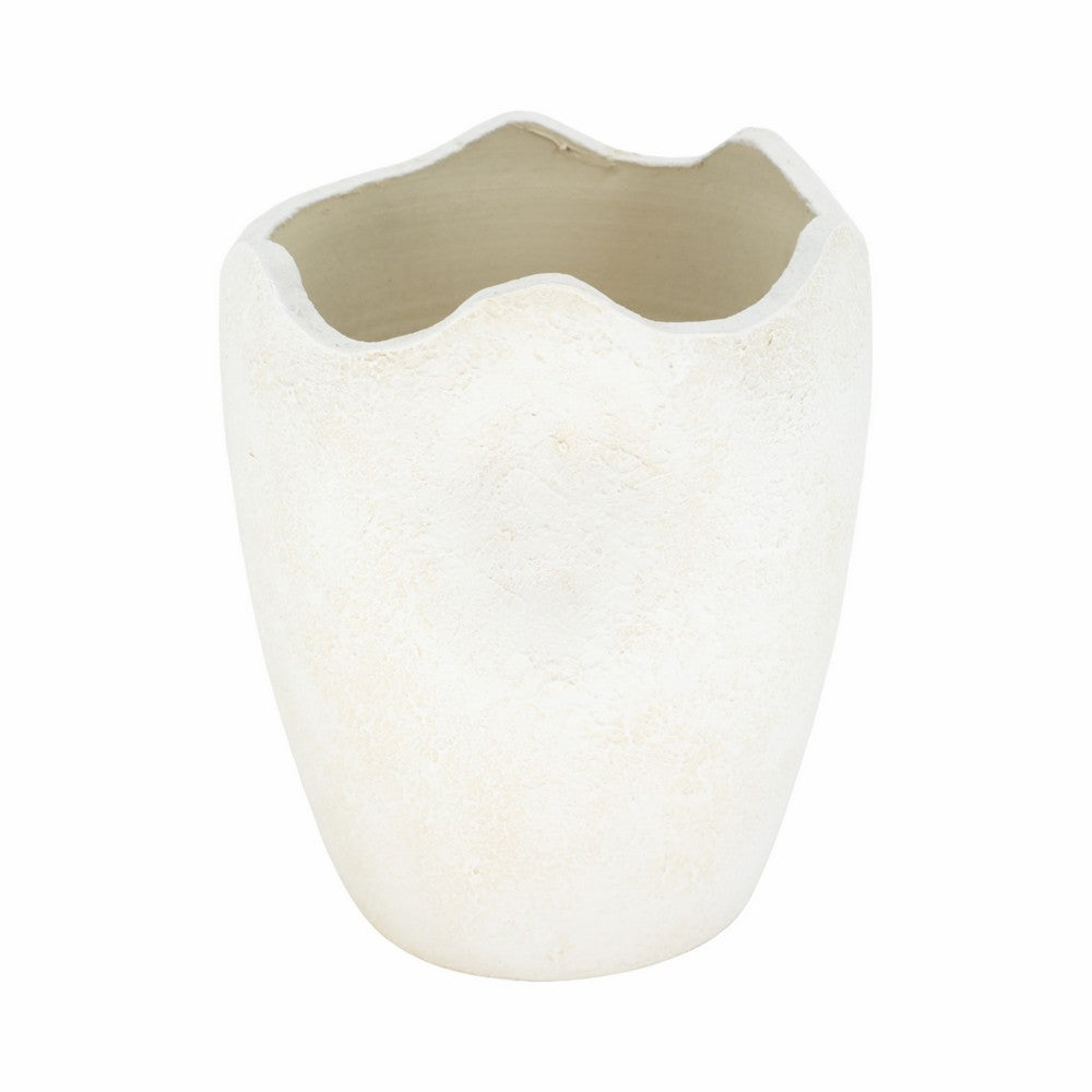 Rhys Decorative Vase | Abstract Textured Design | Ivory Terracotta 12"